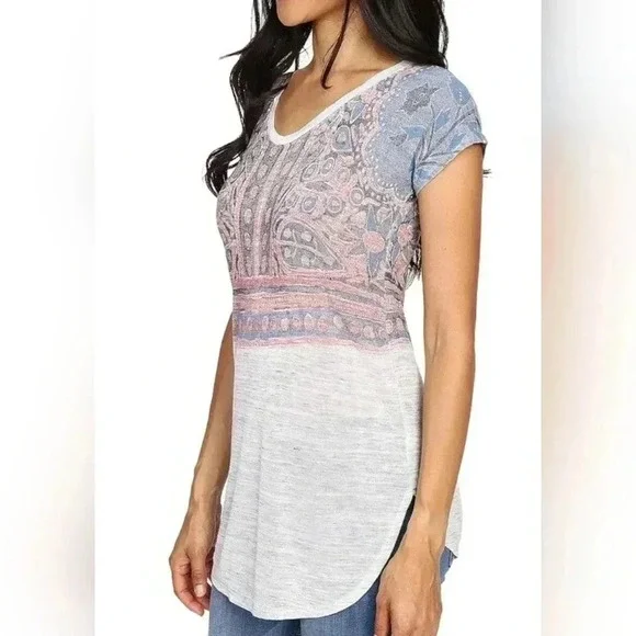 Lucky Brand Womens light gray Indian Mural T-shirt women's size Small - Picture 2 of 13